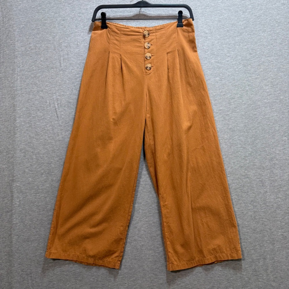 Urban Romantics Wide Leg Pants Womens Medium Rust Orange Cotton Boho Culottes